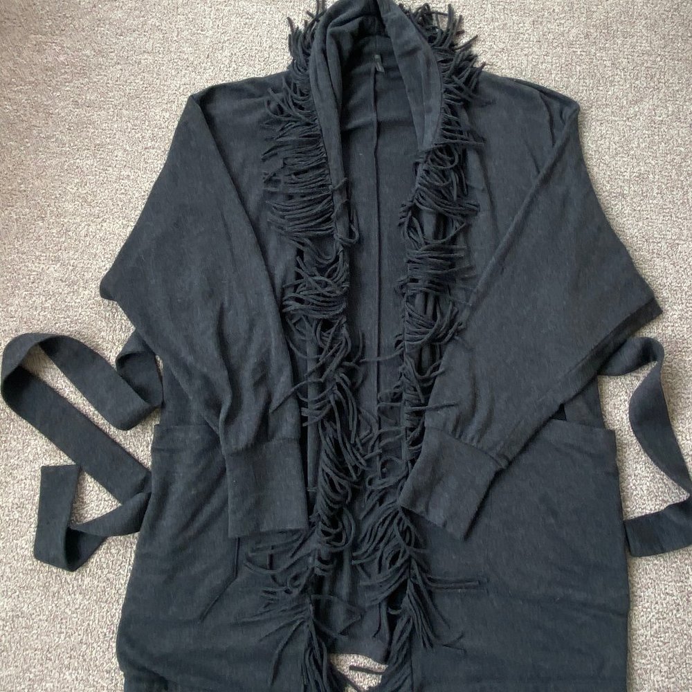 Riller & Fount Grey Fringe Cardigan